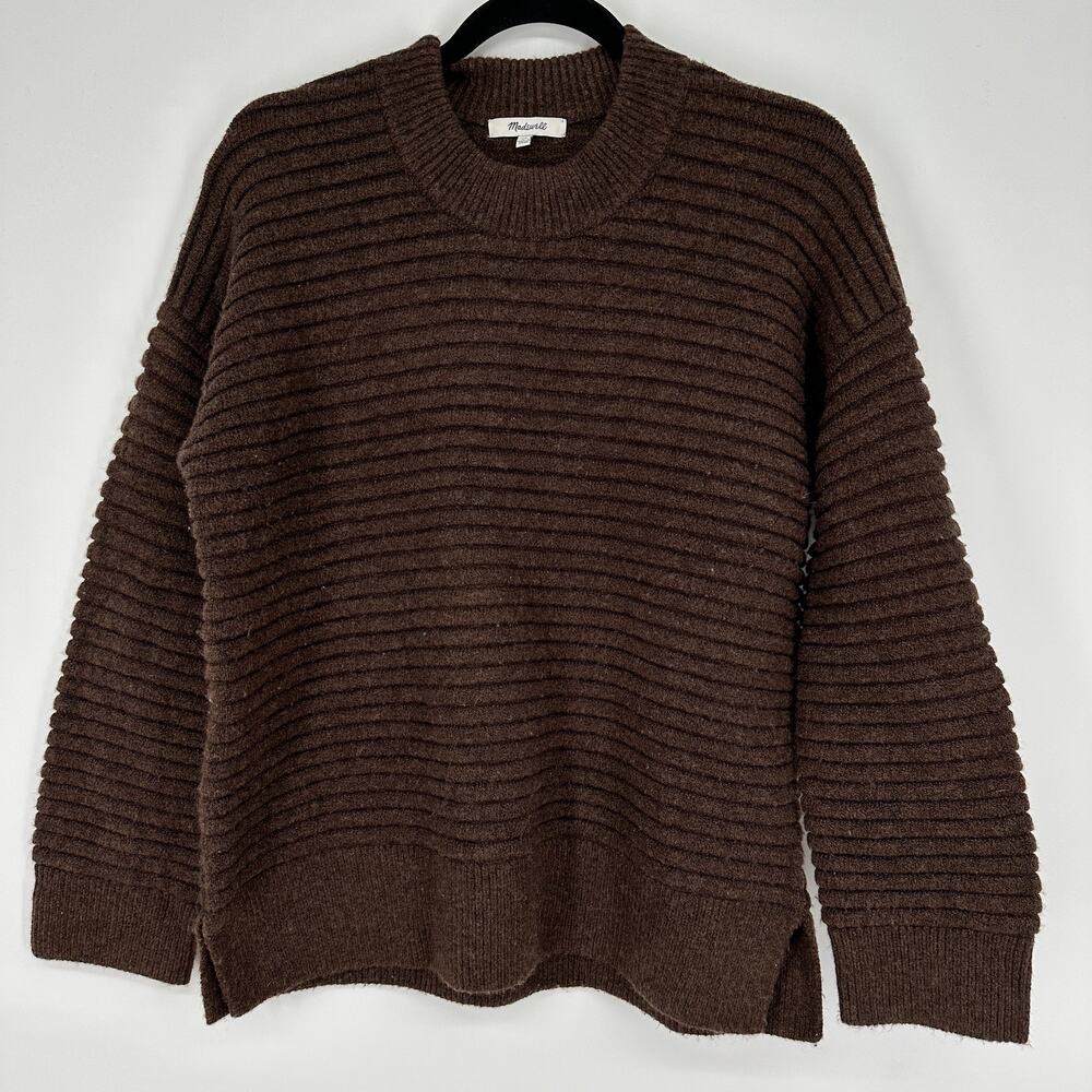 Madewell Elsmere Pullover Chocolate Brown Ribbed Womens Long Sleeve Sweater XS